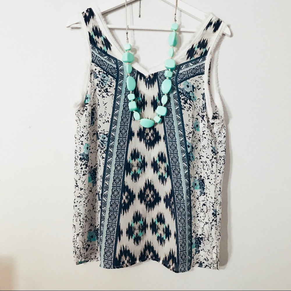 Charming Charlie’s Printed V - Cut Tank Top